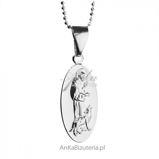 Medalik srebrny św Franciszek z Asyżu
