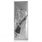 Srebrny obrazek z Papieżem Janem Pawłem II - 5,4x15cm GRAWER