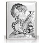 Papież Jan Paweł II - w gorliwej modlitwie - srebrny obrazek -Doskonały Prezent GRAWER
