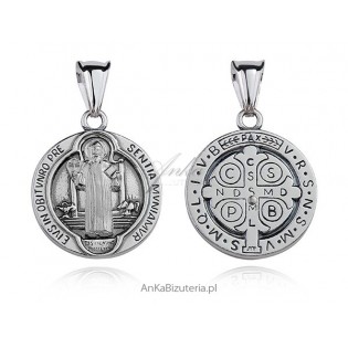 Medalik srebrny Św Benedykt