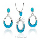 Komplet biżuterii niebieski opal