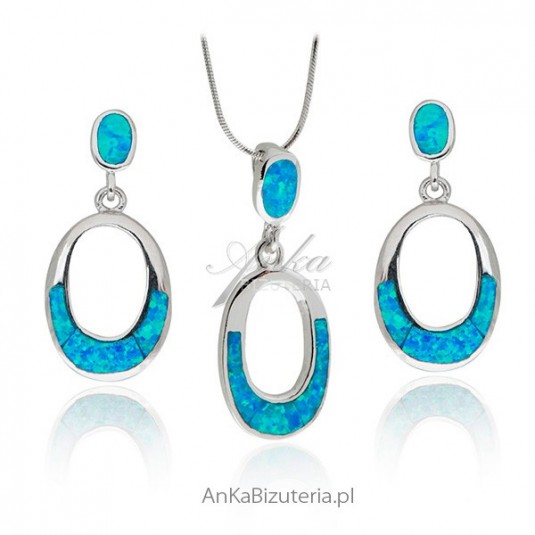Komplet biżuterii niebieski opal