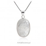 Duży wisior srebrny z kamieniem szczęścia - Kamieniem księżycowym L