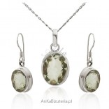 Biżuteria z oliwinem - Srebrny komplet biżuterii