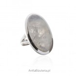Biżuteria z kamieniem księżycowym Piękny duży srebrny pierścionek