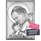 Prezent komunijny srebrny obraz Jana Pawła II życzenia komunijne