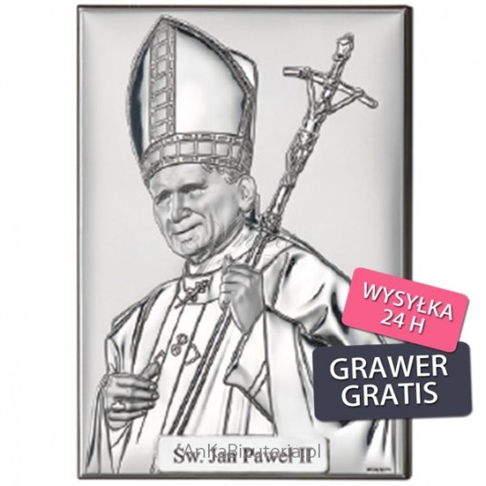 Jan Paweł II Papież Obrazek srebrny GRAWER GRATIS!