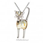  Srebrna biżuteria z bursztynem - Duży Elegancik kotek