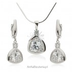 Komplet srebrnej biżuterii - Piękna biżuteria ślubna