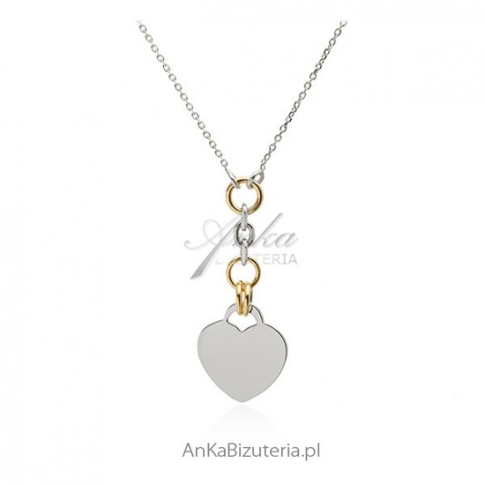 Piękny naszyjnik srebrny z serduszkiem - Biżuteria włoska