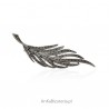 Broszka srebrna z markazytami - Duża srebrna broszka liść