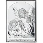Pamiątka Chrztu Świętego - obrazek srebrny z Aniołkiem
