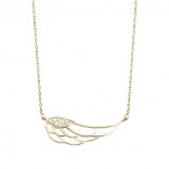 Naszyjnik srebrny pozłacany z cyrkoniami - skrzydło anioła