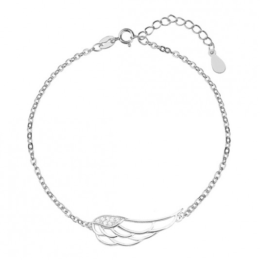 Bransoletka srebrna z cyrkoniamii - skrzydła anioła
