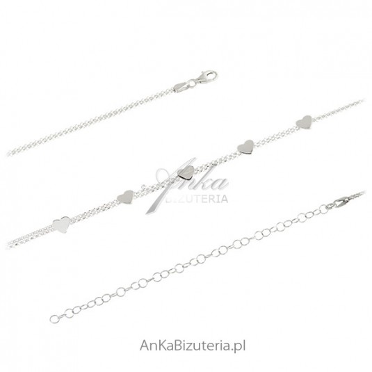 Naszyjnik srebrny choker z serduszkami - Modna biżuteria włoska