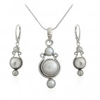 Komplet biżuterii srebrny z perłami - Biżuteria srebrna z perłami