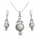 Komplet biżuterii srebrny z perłami - Biżuteria srebrna w stylu Art Deco