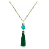 Naszyjnik z CHWOSTAMI - Modna biżuteria w stylu BOHO - zielony