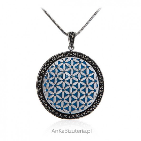Srebrna biżuteria z markazytami na turkusowym kamieniu jubilerskim