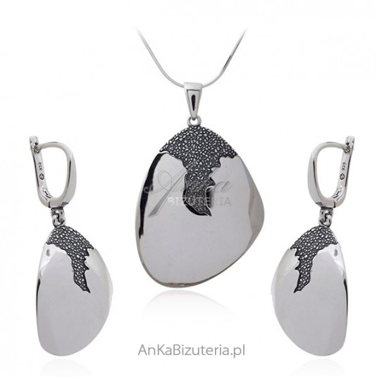Piękny komplet biżuterii srebrny oksydowany BRAZYLIA