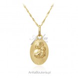 Złoty komplet pr. 585 - Matka Boska Częstochowska z łańcuszkiem