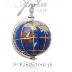 Naszyjnik srebrny GLOBUS z lapis lazuli - ręcznie malowany