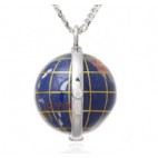 Srebrny naszyjnik GLOBUS - mały z sentencją " You are my world"