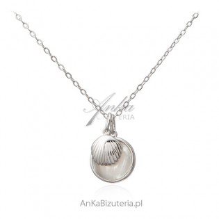 Naszyjnik srebrny z białą masą perłową MUSZLA