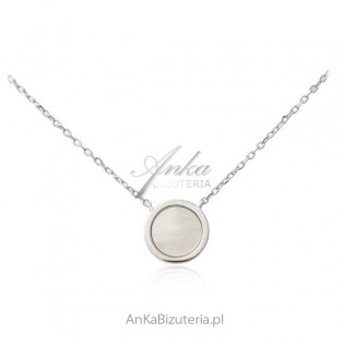 Naszyjnik srebrny z białą masą perłową