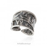 Srebrny pierścionek oksydowany - Oryginalny ręcznie robiony - rozm 10-13,14-17,16-21
