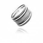 Pierścionek srebrny szeroki - Okazała szeroka obrączka srebrna