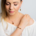 Srebrna biżuteria: Komplet biżuterii z bursztynem