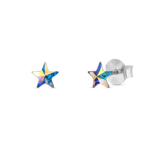 Kolczyki srebrne Swarovski Small Star Studs Aurore Boreale