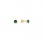 Subtelne kolczyki srebrne pozłacane pr. 925 Swarovski Pinpoint w kolorze Emerald