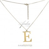 Modna biżuteria srebrna Naszyjnik pozłacany z literką E