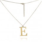 Modna biżuteria srebrna Naszyjnik pozłacany z literką E