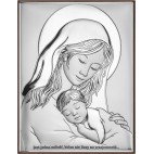 Madonna z dzieciątkiem - obrazek srebrny 13 cm* 18 cm