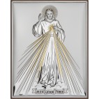 Obrazek srebrny Jezu Ufam Tobie ze złoceniem 10 cm*14 cm