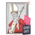 Święty Jan Paweł II - kolorowy obrazek srebrny