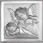Srebrny obrazek Aniołek z latarenką nad dzieckiem 16 cm * 16 cm