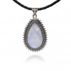 Biżuteria srebrna Piękna stylowa zawieszka z naturalnym kamieniem księżycowym - kamieniem szczęścia