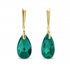 Kolczyki srebrne pozłacane Swarovski LACRIMA - emerald