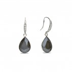 Kolczyki srebrne z kryształami Swarovski Classy Pear w kolorze Dark Grey.