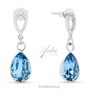 Kolczyki Melfi srebrne z kryształem Swarovski w kolorze Aquamarine