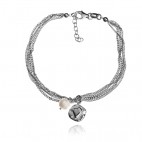Srebrna bransoletka z serduszkiem i perełką - Modna biżuteria srebrna włoska