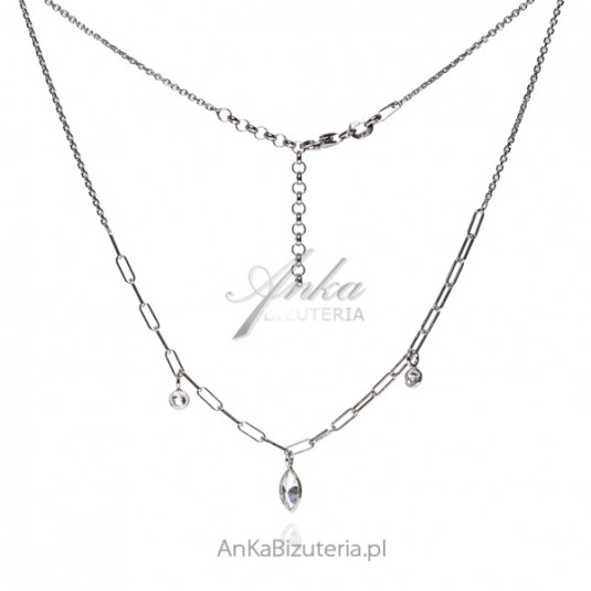 Naszyjnik srebrny z cyrkoniami - Modna biżuteria włoska