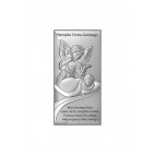 Obrazek srebrny Aniołek z latarenką Pamiątka Chrztu z modlitwą 9*18 cm