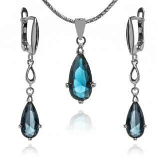 Biżuteria srebrna z kryształami Indian Sapphire - elegancka , kobieca biżuteria srebrna