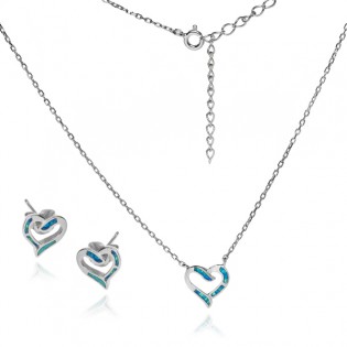 Komplet biżuterii SERDUSZKA z niebieskim opalem