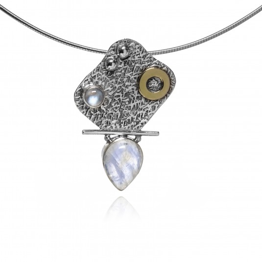Zawieszka srebrna z kamieniem księżycowym - srebrna biżuteria artystyczna